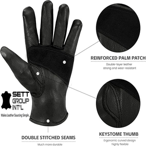 ถุงมือทำงานหนัง100% จอสัมผัสกันความร้อนเกรดอุตสาหกรรม OEM ถุงมือยืดหยุ่นปิดข้อมือซับในนุ่มใช้งานง่ายสำหรับขี่จักรยาน - Product Image 2