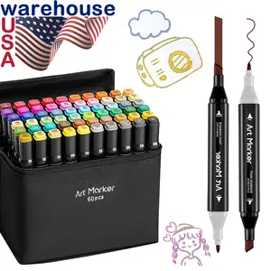 60 रंग मार्कर पेन सेट डबल हेड डिज़ाइन के साथ 60 रंग मार्कर पेन सेट बच्चों के लिए कला मार्कर