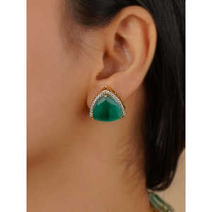 Conjunto de Collar de Latón Chapado en Oro de 18K con Circonitas Cúbicas de Color Verde para Novia o Regalo de Joyería Fina - CZSET273GR - Product Image 3