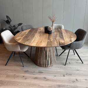 Ensemble de table à manger en bois de mangue massif moderne forme fantaisie pour la maison bureau hôtel école pour le salon et le restaurant - Product Image 5