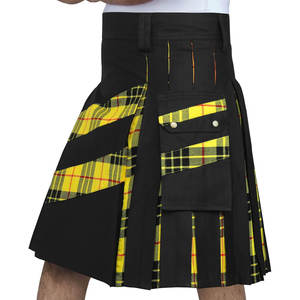 Kilts pour hommes, design moderne hybride en coton noir et en tissu écossais Macleod of Lewis à rayures croisées - Product Image 3