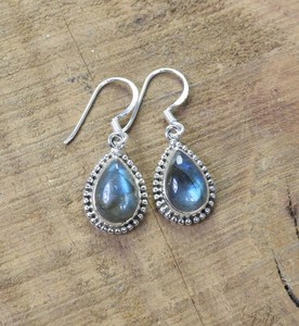 Boucles d'oreilles pendantes en labradorite, argent sterling 925 plaqué or, bijoux artisanaux en pierres précieuses, élégantes et mignonnes pour femme, cadeau d'anniversaire - Product Image 2