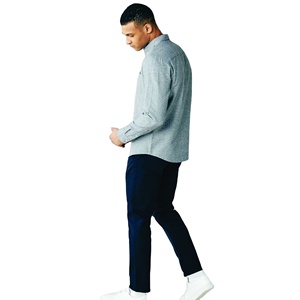 Camisa informal de moda personalizada para hombres Fitness Slim Fit Streetwear hombres camisas de manga larga con capucha - Product Image 3