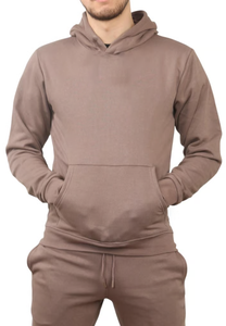 Survêtement de haute qualité pour hommes, 100% coton, poids moyen, respirant, séchage rapide, logo personnalisé, tendance, sweat-shirts et pantalons de jogging marron par Ako - Product Image 3