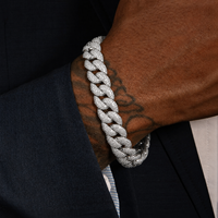 YYN Bijoux de luxe Hip Hop, Bracelet cubain large de 20 mm, style Miami, avec maillons en forme de bulle, serti de zircone cubique (CZ) étincelant, pour homme