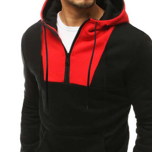 Sudadera con capucha de bloque de media cremallera de alta calidad en diferentes estilos Suministro directo de fábrica Sudadera con capucha de bloque de media cremallera de color sólido para hombres - Product Image 4