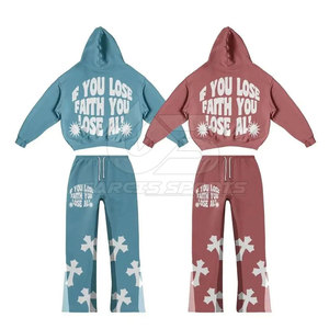 Chándal con estampado de soplo para hombre, conjunto de dos piezas con diseño de estampado en relieve 3D, chándal con estampado de soplo para hombre - Product Image 1