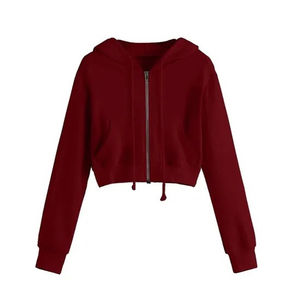 Promotion : Sweat à capuche personnalisé avec logo imprimé pour femme, 100 % coton molletonné respirant, coupe courte - Product Image 3