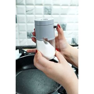 Salière réglable à bouton-poussoir en verre pour herbes et épices noires 4 pièces avec bouteille d'assaisonnement quantitative Poivrière en boîte - Product Image 6