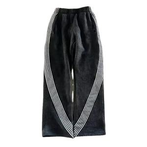 Joggers en toile délavée personnalisés, coupe droite, légers, taille haute élastique, style streetwear, sportswear décontracté, avec bandes latérales - Product Image 2