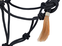 Harnais de cheval en nylon noir avec muserolle tressée, pompon décoratif, durable, réglable, harnais d'entraînement western pour l'équitation