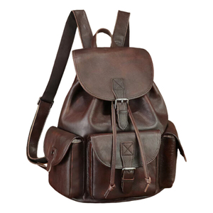 Purple Genuine Leather <b>Backpack</b> Classic Style Large Capacity Laptop Compartment Durable Unisex Shoulder <b>Straps</b> - Product Image 4