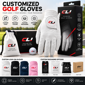 Golf <b>Gloves</b> Cabretta <b>Leather</b> Brown Premium Breathable Anti Slip Custom Logo OEM Packaging Left Hand <b>Men</b> Canleo Sports Outdoor - Product Image 3