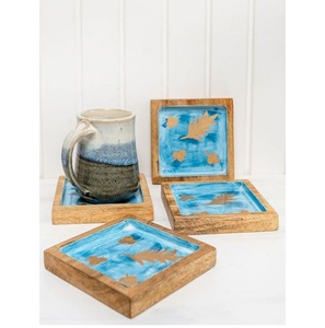 Posavasos de madera de mango hechos a mano más vendidos con esmalte blanco impreso utensilios de cocina posavasos para vajilla y uso de mesa - Product Image 3