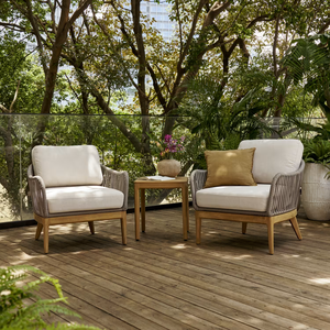 Contemporary Solid Oak Non-Foldable <b>Outdoor</b> <b>Sofa</b> Set 4 Seater Weather Resistant Garden Furniture Beige Wicker Frame - Product Image 2