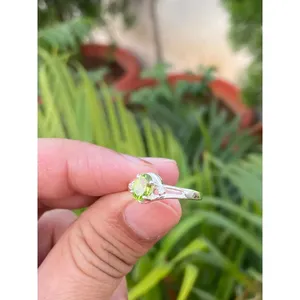 Natural <b>Peridot</b> Oval Cut <b>Ring</b> 925 Sterling Silver Handmade Gemstone Jewelry Wholesale Supplier - Product Image 2