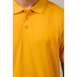 Polo de Manga Corta Amarillo Sólido para Hombre, Corte Regular, Informal, de Algodón Piqué, Transpirable, con Botones al Frente - Product Image 2