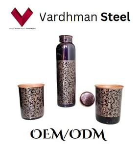 Suministro Directo de Fábrica de Hormigón Autonivelante de 330 GM Ant. Botella de cobre grabada de 1 litro, grabada con elegancia, el compañero perfecto para una hidratación saludable - Product Image 4