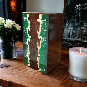 Urna de cremación de palisandro hecha a mano de epoxi de ola oceánica, urnas de cremación conmemorativas de resina para mascotas y humanos - Product Image 6