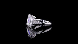 Bague de fiançailles avec diamant radiant et trapézoïdal cultivé en laboratoire, certifié IGI, pour demande en mariage, mariage et événements spéciaux - Product Image 2