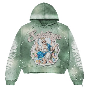Ensemble sweat-shirt et pantalon de survêtement unisexe en molleton 100 % coton, style streetwear d'hiver, personnalisable OEM, de haute qualité, avec impression délavée et logo frontal - Product Image 4
