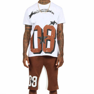 Ensemble t-shirt et short pour homme, tissu doux, deux pièces, vêtements de sport décontractés pour la salle de sport, la remise en forme et la maison - Product Image 2