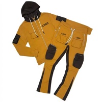 Conjunto Deportivo de Invierno para Hombre, 100% Algodón Ecológico, Personalizado, Color Sólido, con Capucha, Cintura Elástica, Pantalones Deportivos Estampados