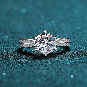 NOVAMART Fine Moissanite <b>Solitaire</b> <b>Ring</b> in Sterling <b>Silver</b>-Stellar Embrace Design Wholesale Export - Product Image 3