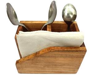 Moderno Porta Cubiertos de Madera Hecho a Mano con Ranura para Servilletas, Organizador de Mesa Multicompartimento para Cucharas, Tenedores, Cuchillos y Almacenamiento de Toallitas - Product Image 3
