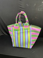 Sacs fourre-tout en polypropylène recyclé indien à rayures, tissés, avec poignées, écologiques, couleur personnalisée, fermeture éclair, logo personnalisé