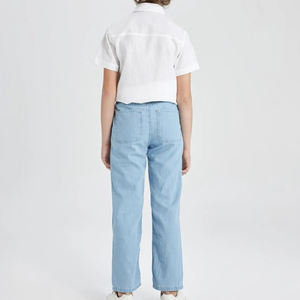 กางเกงยีนส์ลำลองทรงตรงเอวกลางคุณภาพสูงสำหรับผู้ชาย พร้อมบริการสกรีนโลโก้ - Product Image 3