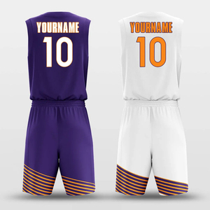 Maillot de basket-ball réversible à séchage rapide de qualité supérieure, design uniforme pour hommes, personnalisable pour les jeunes, maille violette et blanche - Product Image 2