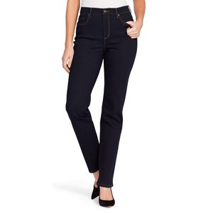 Jean vintage classique taille haute coupe droite Amanda pour femme Gloria Vanderbilt, délavage noir, longueur 32, lavable en machine, Spandex/Coton - Product Image 1