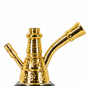 Farida Luxury Gold Brass Glass Egyptian Hookah <b>Deep</b> Hand Engraved Decorative Mini Shisha Fluted Stem Highest Smoking - Product Image 4