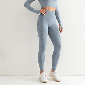 Leggings de yoga taille haute prêts à l'emploi avec marque privée directe d'usine Panneau en maille Respirant Séchage rapide - Product Image 4