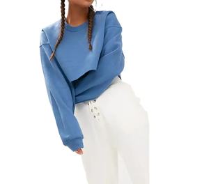 Ensemble sweat-shirt court et short au-dessus du genou pour femme, imprimé par transfert thermique, confortable et élégant, collection hiver 2026 - Product Image 1