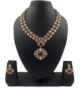 Polki Kundan <b>Necklace</b> <b>Set</b> with Matching Earrings || Indian Bridal <b>Set</b> || <b>Wedding</b> Jewelry - Product Image 3