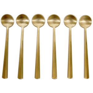 Cuillère à dessert en laiton plaqué or, polissage miroir, entièrement embossée, motif palmier côtelé, poignée de luxe, pour mariage, maison, hôtel - Product Image 1