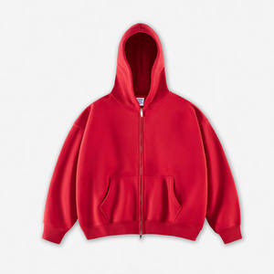 100% coton fermeture éclair personnalisée surdimensionné blanc unisexe luxe à capuche fermeture éclair polaire poche grande taille hommes fermeture éclair sweats à capuche pour hommes - Product Image 2