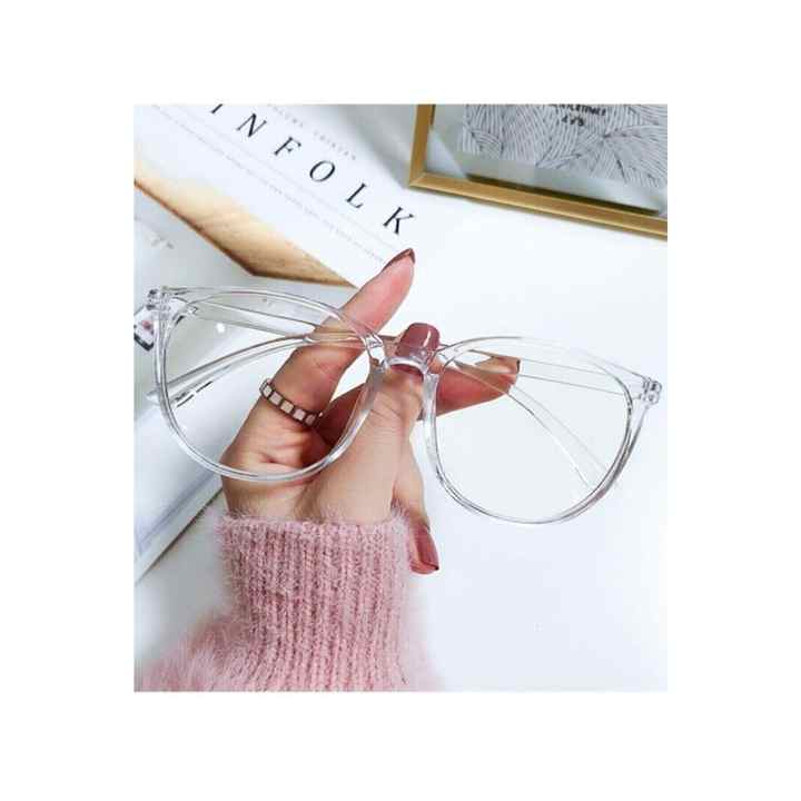 Round Transparent Bone Unisex Glasses with Blue Light Filter