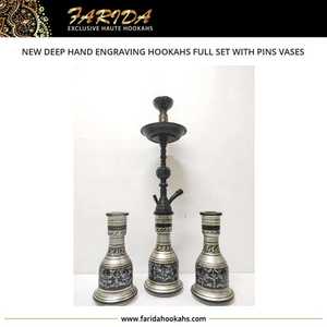 High Quality Luxury Glass Hookah <b>Set</b> with Unique Egyptian Design Deep Hand Engraving and Lacquer Technics Wholesale Pins <b>Vases</b> - Product Image 4