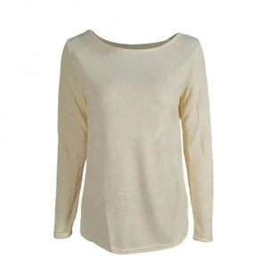 เสื้อผู้หญิงเสื้อยืดคอกลมแขนยาวลำลองสีพื้น - Product Image 2