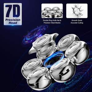 Afeitadora Eléctrica Plateada para Hombre, Cuchilla Única, Doble Cabezal Lavable, Afeitadora Facial Rotatoria, Resistente al Agua IPX7, Alimentación USB, Pieza de Repuesto - Product Image 5