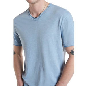 T-shirts à col en V de grande taille, style 2023, été, respirants, 100% coton, manches courtes - Product Image 3