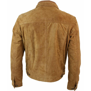 Chaqueta de piel de cordero auténtica de camionero Vintage Premium para hombre, ropa informal de gamuza Premium con cuello de camisa, opción de talla grande - Product Image 4