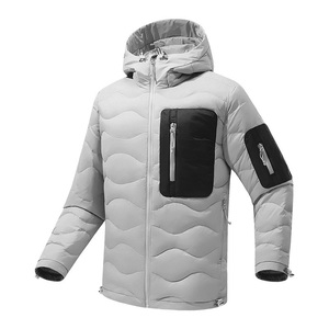 Custom Logo Front OEM Service Plain Dyed Oversized Autumn Quilted Cotton Filled <b>Heated</b> Breathable Hooded Puffer <b>Jacket</b> for Men - Product Image 2