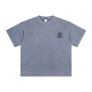 T-shirt simple surdimensionné pour hommes, 250 GSM, coton lourd, peinture en aérosol, lavage de pierre, poids lourd - Product Image 1