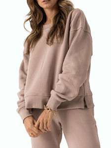 Sweats à capuche imprimés et brodés pour femmes sweat-shirt surdimensionné logo personnalisable en usine épaule tombante 2 pièces - Product Image 6