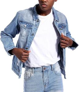 Automne mode mince 100% coton hommes Denim veste longueur régulière décontracté plaine coquille avec remplissage coton - Product Image 4