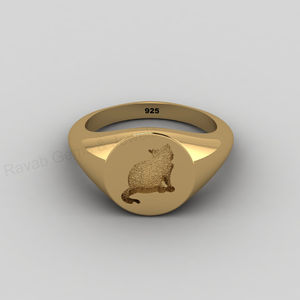 925 Sterling Silver 18K Gold Plated Cat Bezel Setting Resin Ashes Breastmilk Jewelry Ring Customizable - Product Image 4
